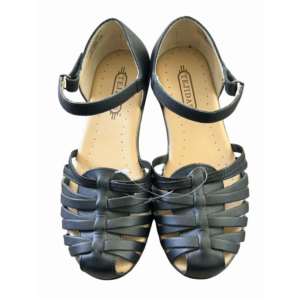 Footsmart Tejidas Womens Sandals Size 8WW Tillis Black Hook and Loop Fisherman